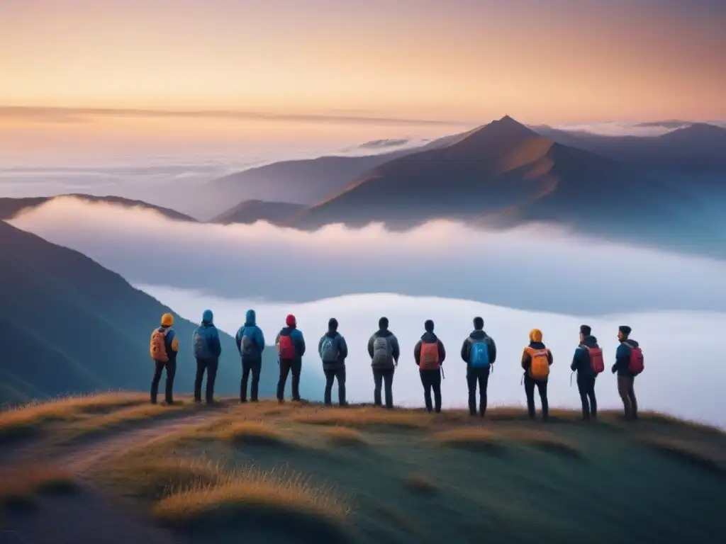 Unidad y paz al amanecer: voluntarios en la cima de la montaña Un amanecer mágico en la cima de la montaña: voluntariado internacional en comunidades remotas