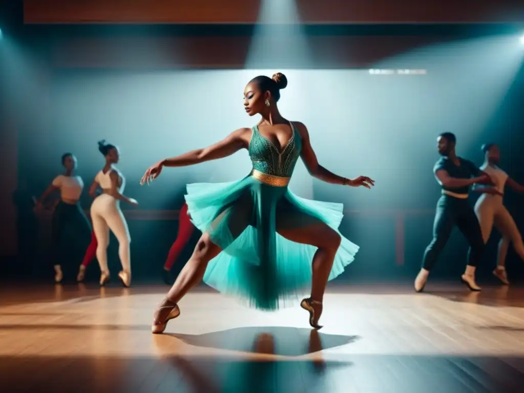 Danza ancestral y moderna: fusión armónica de estilos Fusión armónica de danzas antiguas y modernas: influencia de danzas antiguas en modernas representada en ilustración digital minimalista