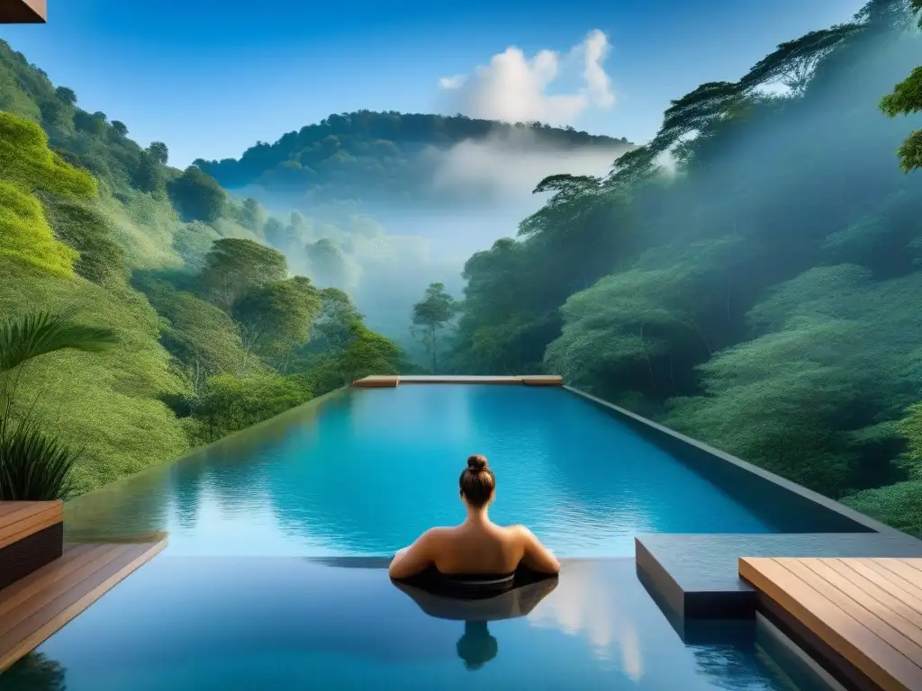 Arquitectura de lujo en spa con vista panorámica a la naturaleza