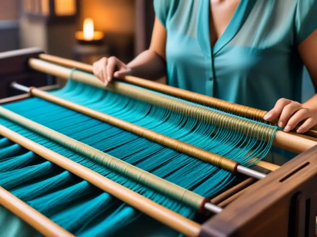 Arte milenario: telar de seda chino en detalle Arte ancestral: telar de seda chino, reflejo de la delicada tradición milenaria de producción de seda en China