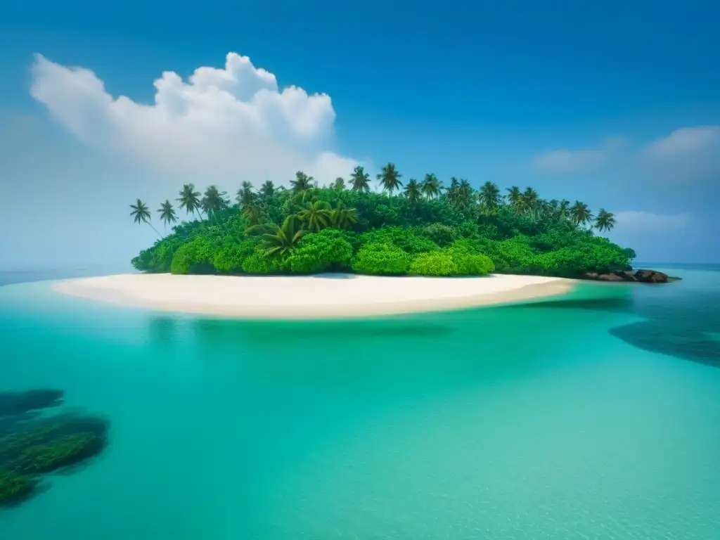 Paraíso tropical: isla serena con aguas cristalinas y exuberante naturaleza Explora la belleza natural de una isla secreta con aguas cristalinas y exuberante vegetación
