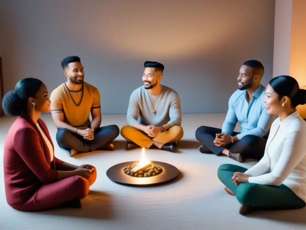 Un cálido intercambio cultural en un curso en línea, con diversidad y conexión entre participantes en una habitación acogedora