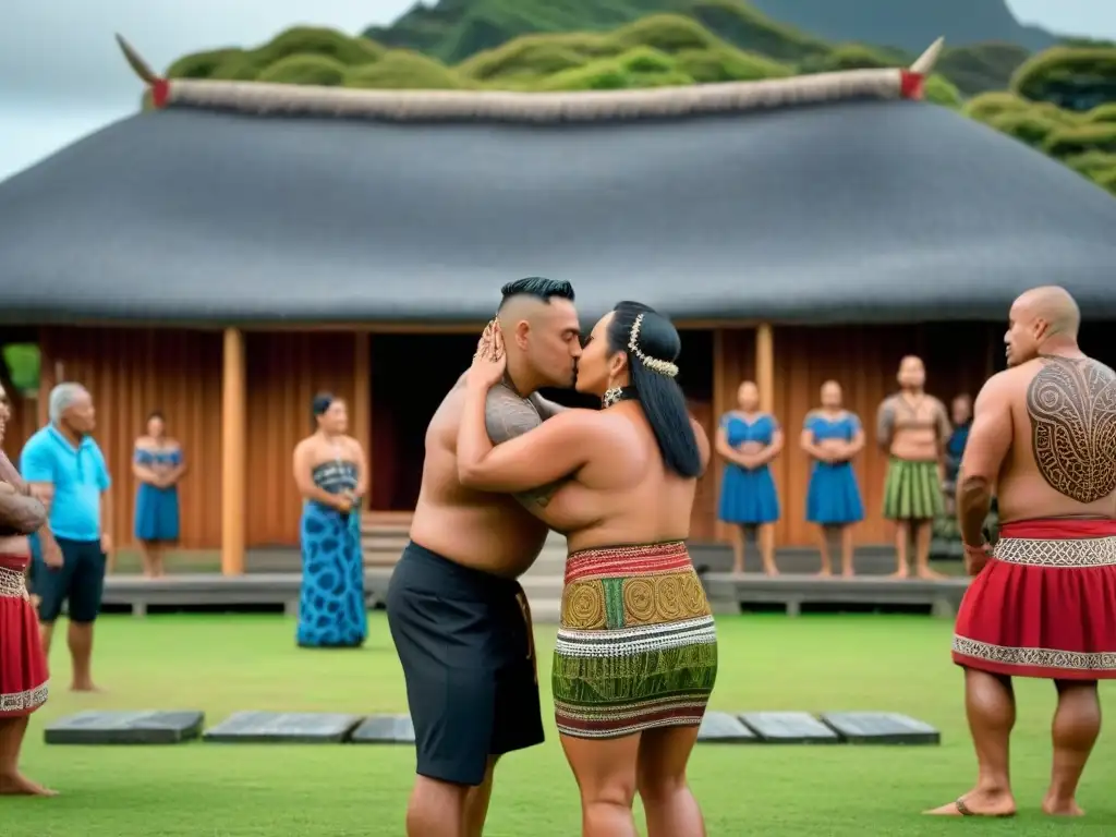 Emotivo powhiri Maorí: Intercambio cultural en un marae Ceremonia de bienvenida en homestays: Conexión y calidez en un powhiri Maorí tradicional