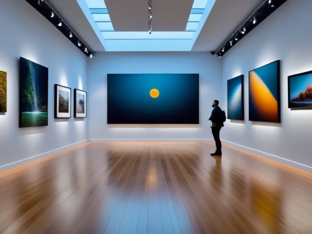 Inmersión cultural a través del arte en una galería serena con obras exquisitas de todo el mundo