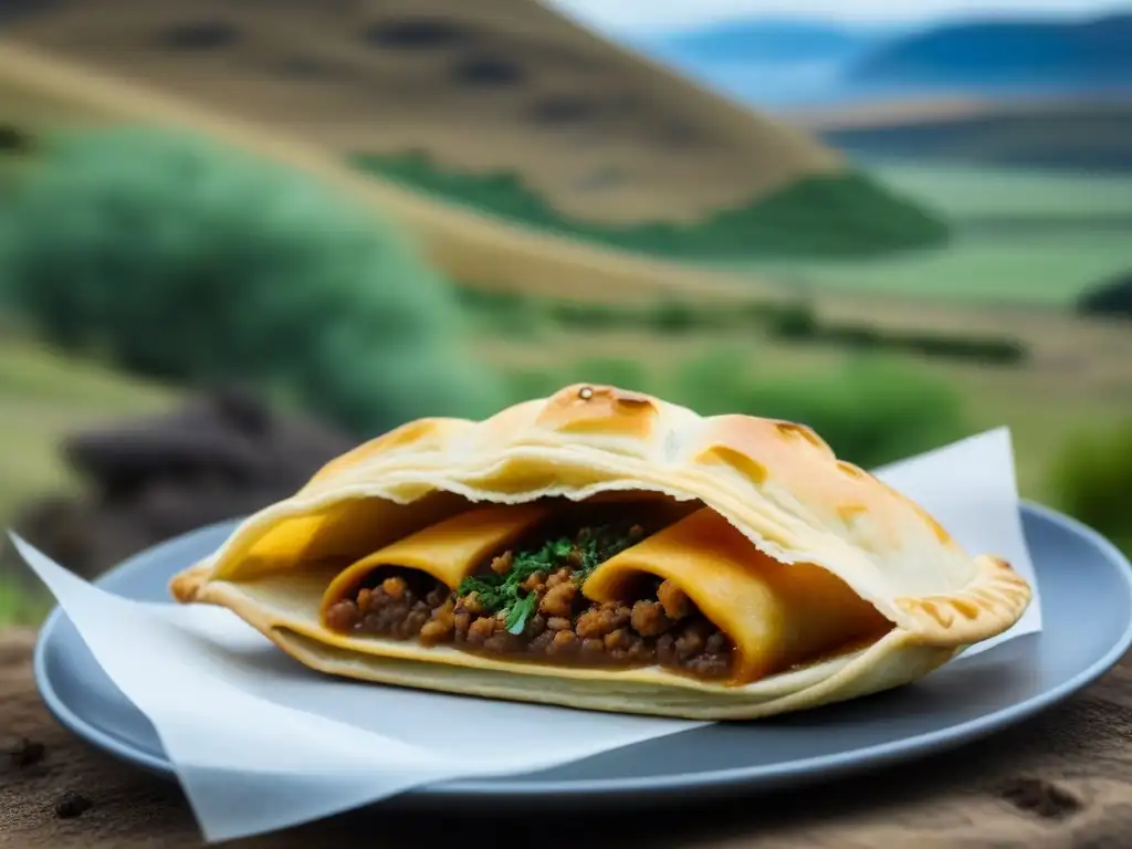 Delicada empanada Patagónica dorada con sabores únicos de la cocina tradicional