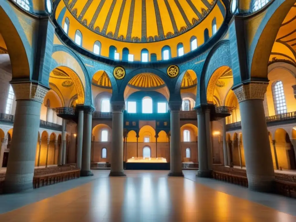 Detalle 8k de la majestuosa Hagia Sophia en Estambul, Turquía, fusionando diseño bizantino y otomano, simbolizando la historia y cultura turca