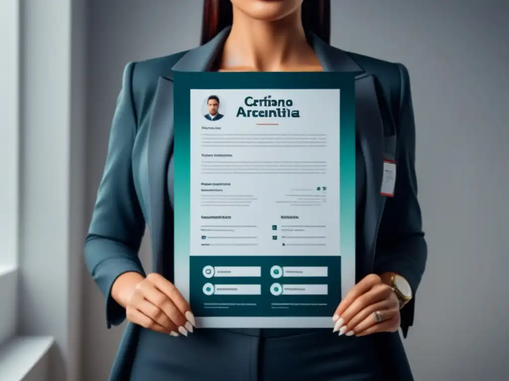 Un diseño minimalista de un currículum moderno con insignias de certificación y iconos de cursos en línea, sobre fondo blanco