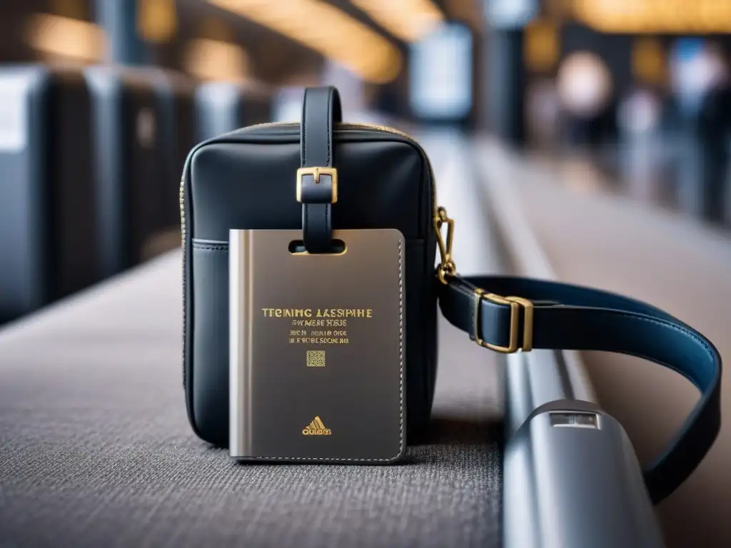 Un elegante equipaje de alta tecnología para viajes en un aeropuerto futurista