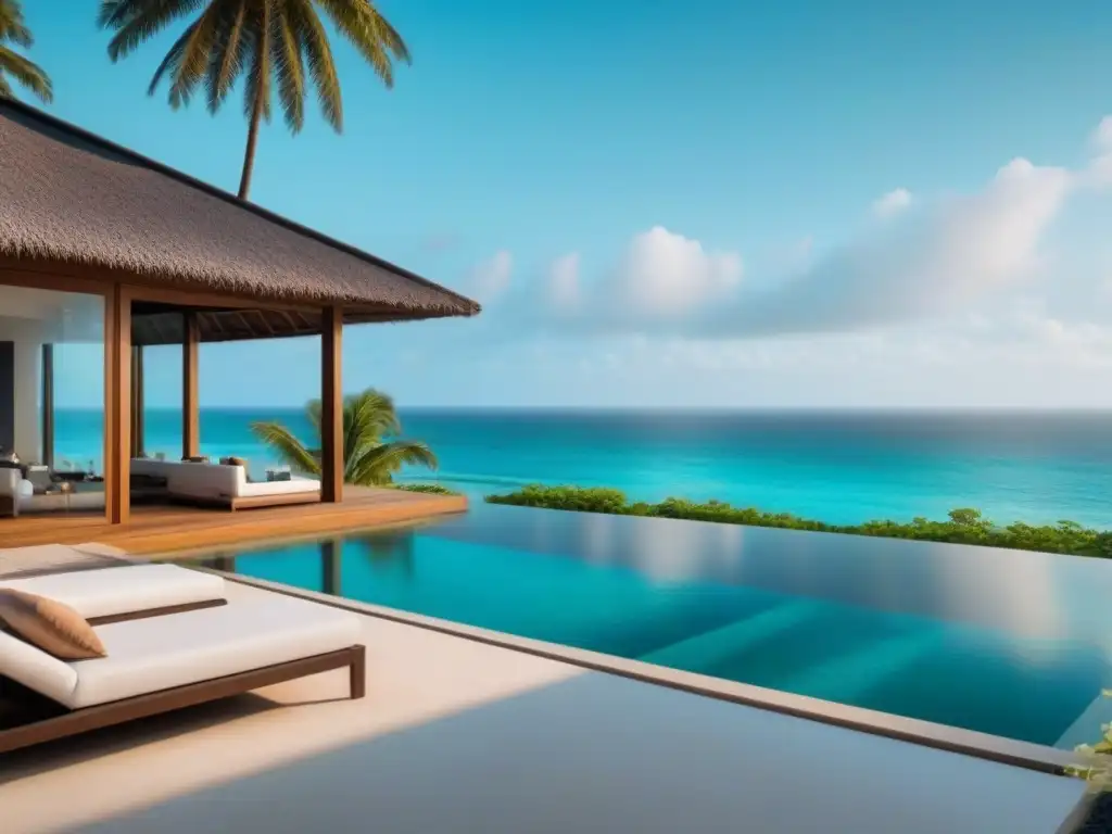 Villa de lujo frente al mar en destino exótico: serenidad y sofisticación Elegante villa frente al mar en un destino exótico, con diseño minimalista y piscina infinita privada fusionada con el mar