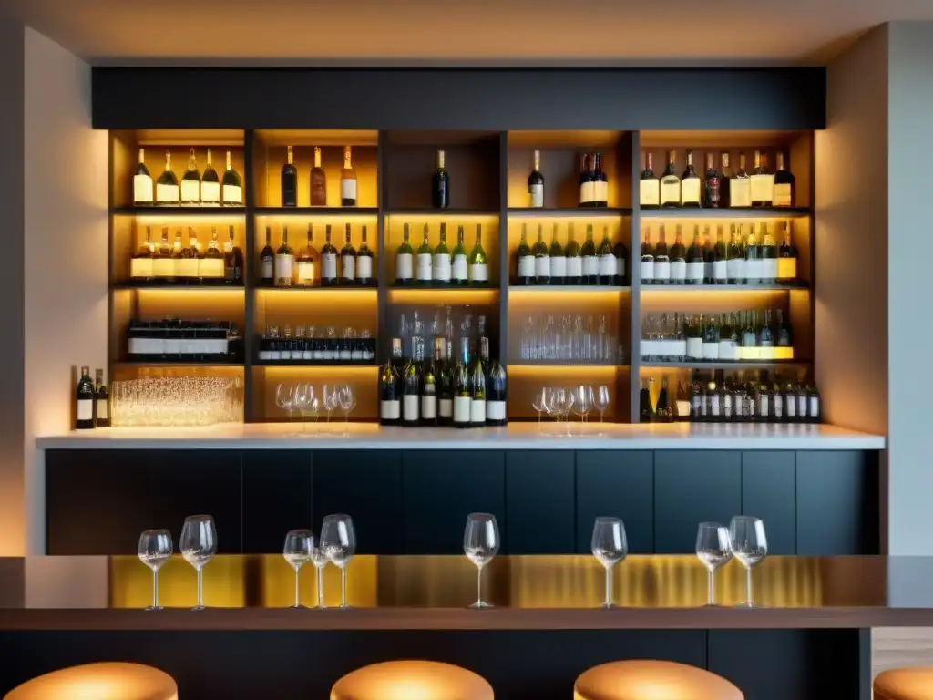 Bar de lujo con vinos y licores premium de todo el mundo Un exclusivo club de vinos y destilados: ambiente elegante, iluminación cálida y una variedad exquisita de bebidas de todo el mundo