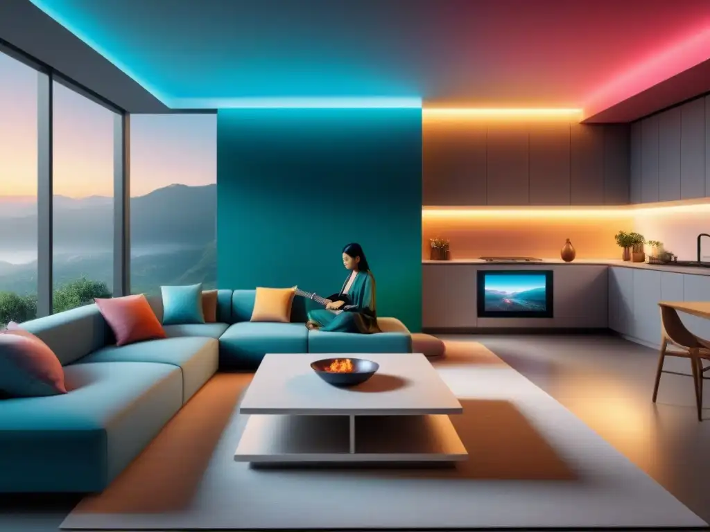 Homestay futurista: fusión cultural y tecnológica Una experiencia homestay futurista con tecnología integrada, gente diversa y actividades culturales