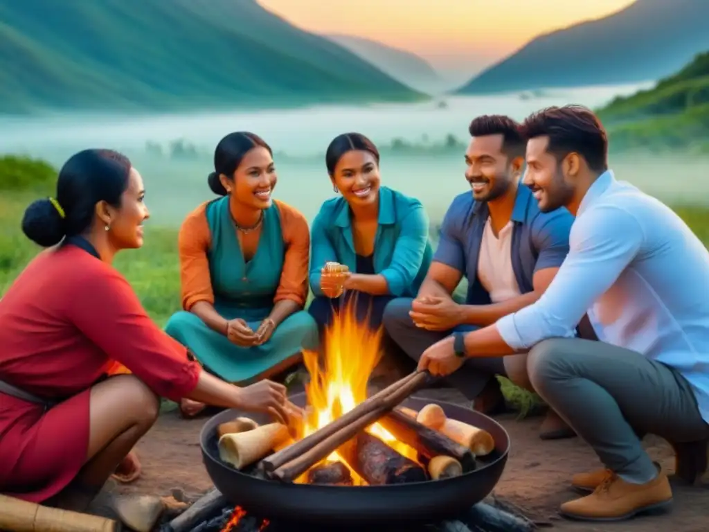 Intercambio cultural: viajeros cocinan, cuentan historias y bailan Una experiencia única de turismo global con viajeros compartiendo culturas al cocinar, contar historias y bailar danzas locales