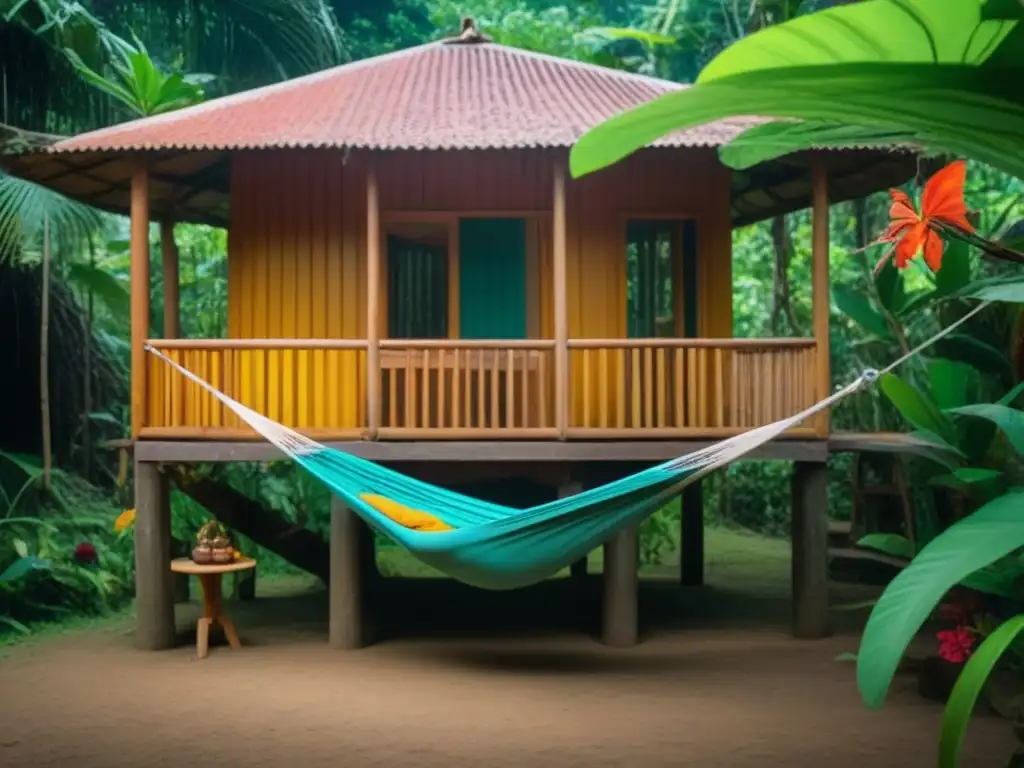 Homestay minimalista en la selva tropical: 8k de tranquilidad Experiencias de homestays en destinos exóticos: Cabaña minimalista en la selva tropical con hamaca y mariposas