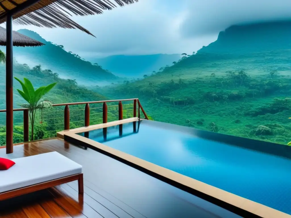 Homestay de lujo en selva tropical: oasis de serenidad y sofisticación Experiencias de homestays en destinos exóticos: Un lujoso refugio en la selva tropical con piscina infinita y naturaleza vibrante