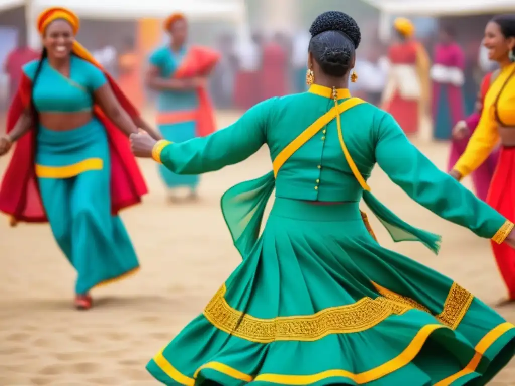 Celebración en festival cultural internacional con diversidad de culturas bailando juntas en círculo