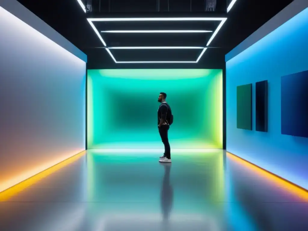 Galéria de arte digital futurista: minimalista y vibrante Explora la galería futurista llena de arte digital vibrante y colecciónar arte digital mientras viajas