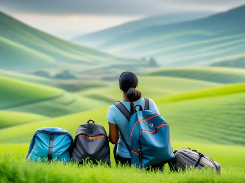 Grupo diverso de viajeros preparando maletas para exploración cultural responsable en homestays, interactuando respetuosamente con comunidades locales