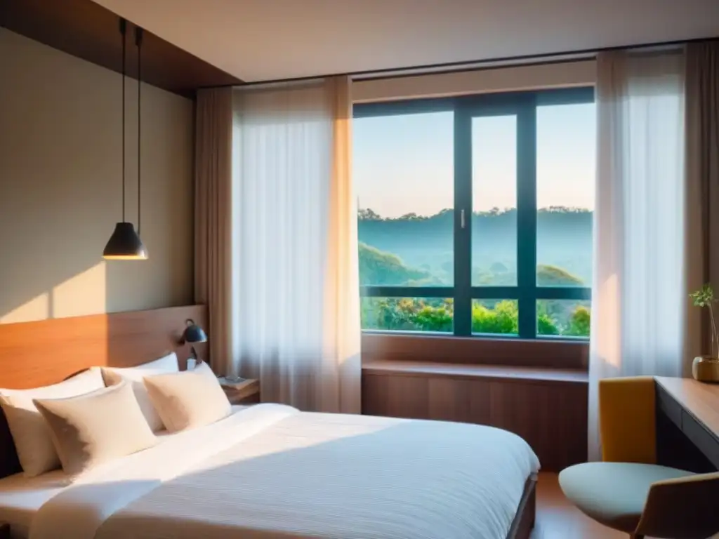 Retiro acogedor con vista al jardín: dormitorio minimalista y sereno Una habitación acogedora en homestay con vistas a un jardín verde