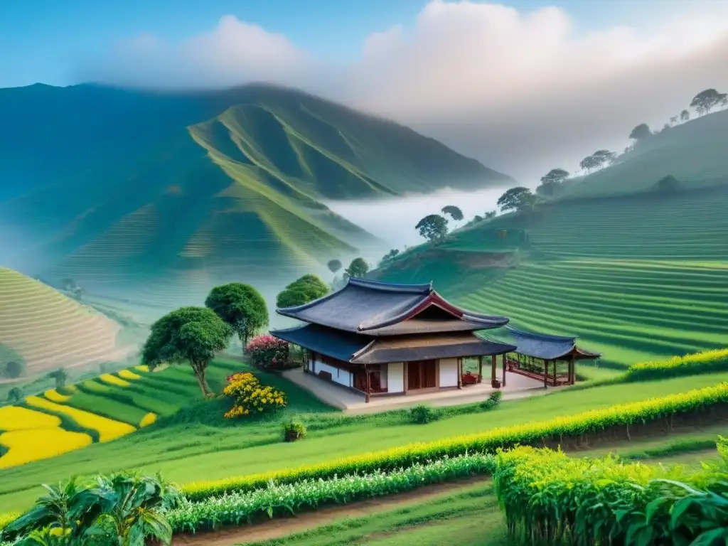 Homestays transformando comunidades mediante turismo: hogar tradicional rodeado de naturaleza exuberante y serenidad