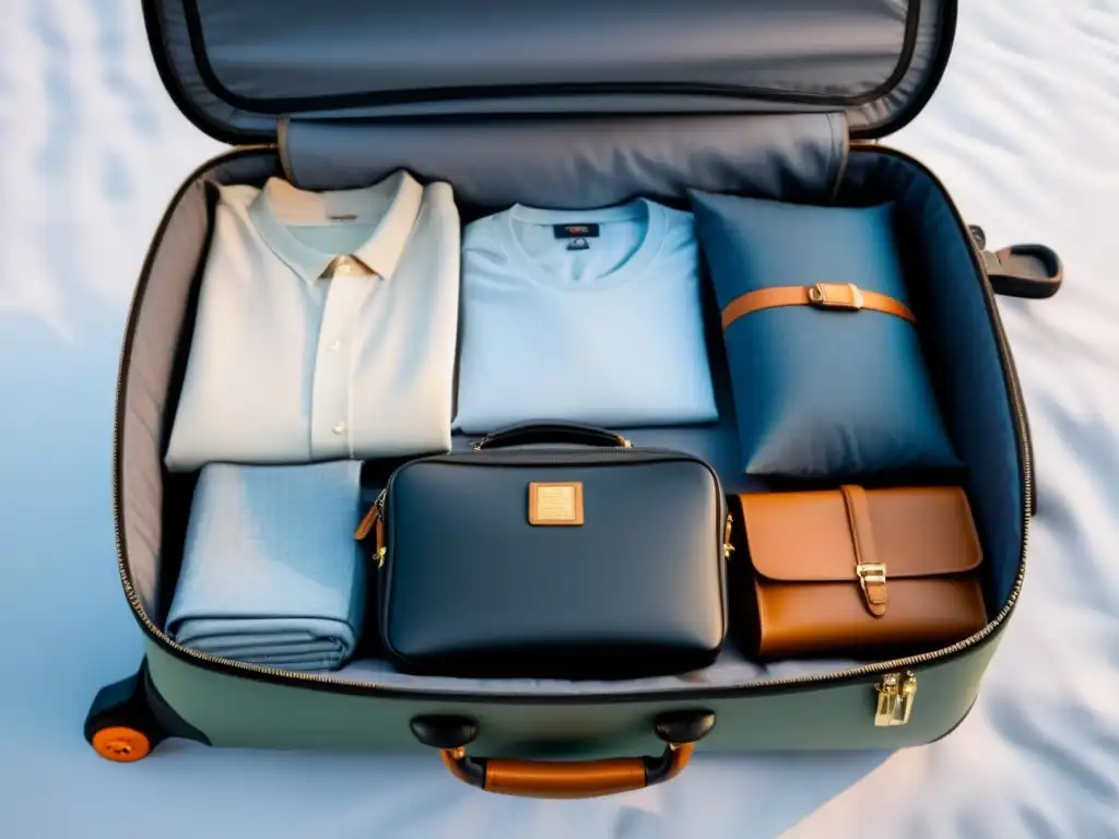 Preparación impecable del equipaje para inmersión cultural, maleta ordenada y lista para viajar