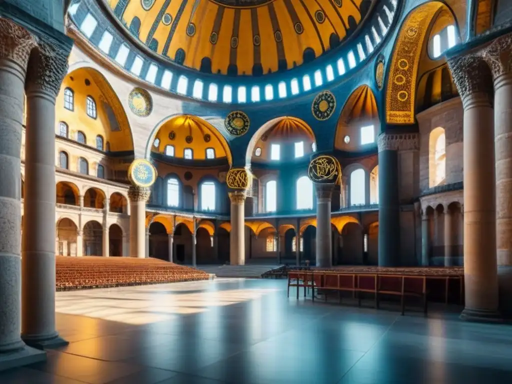 Imponente Hagia Sophia en Estambul bajo cielo azul, resaltando detalles arquitectónicos
