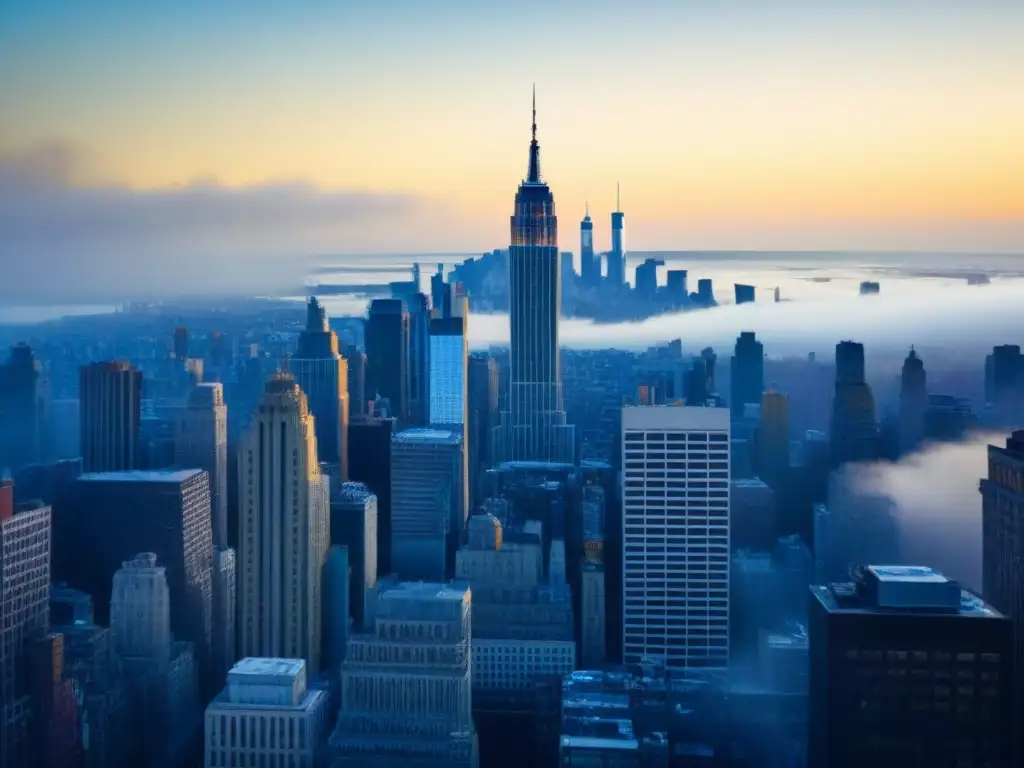 Impresionante fotografía urbana en Nueva York: el Empire State Building emerge entre la niebla en blanco y negro