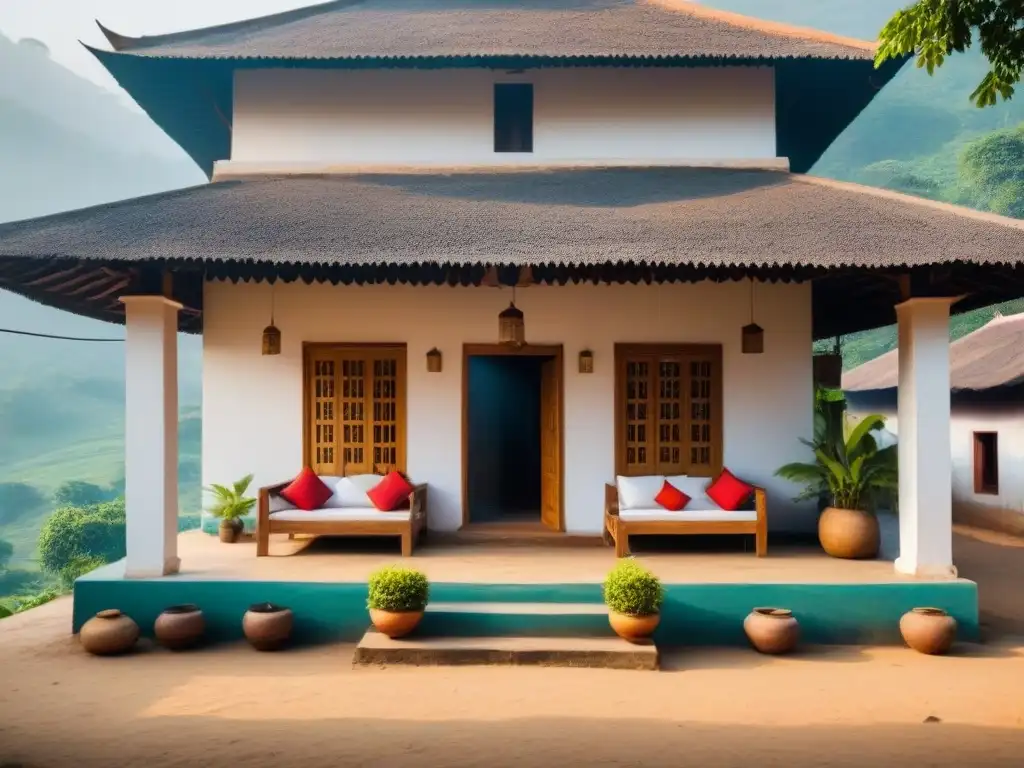 Homestay en la India con ambiente espiritual rodeado de naturaleza exuberante y textiles tradicionales