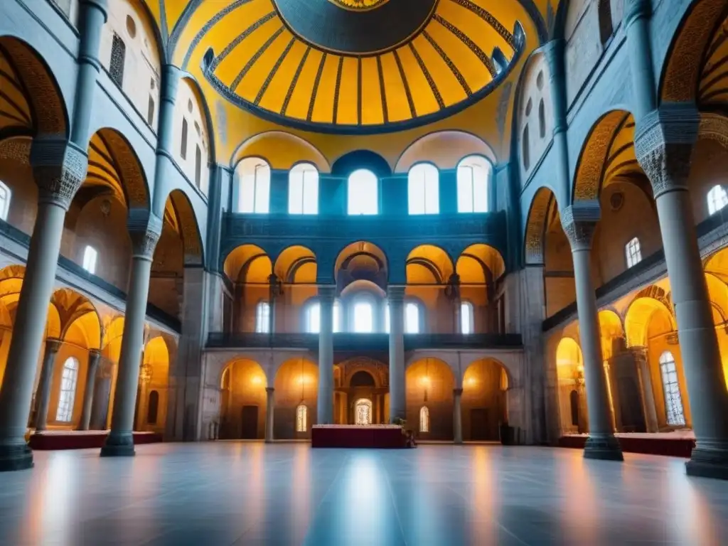 La majestuosidad de la Hagia Sophia en Estambul, Turquía, con sus detalles arquitectónicos contra un cielo azul