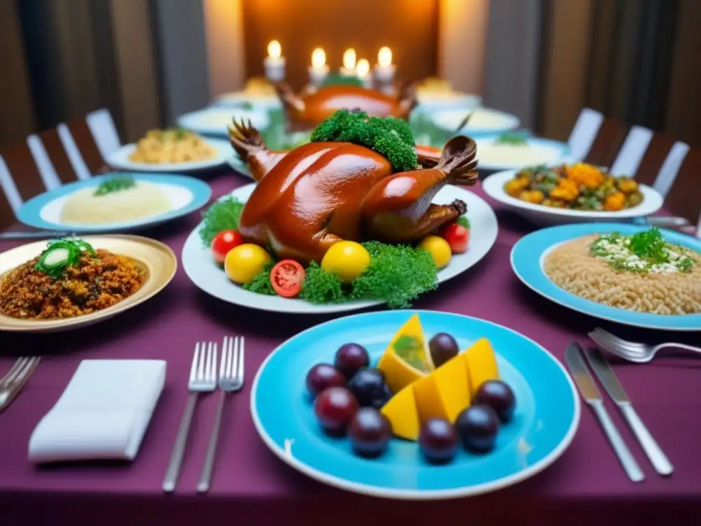 Banquete internacional: exquisitez gastronómica del mundo Una mesa de banquete con platos de festivales gastronómicos tradicionales internacionales