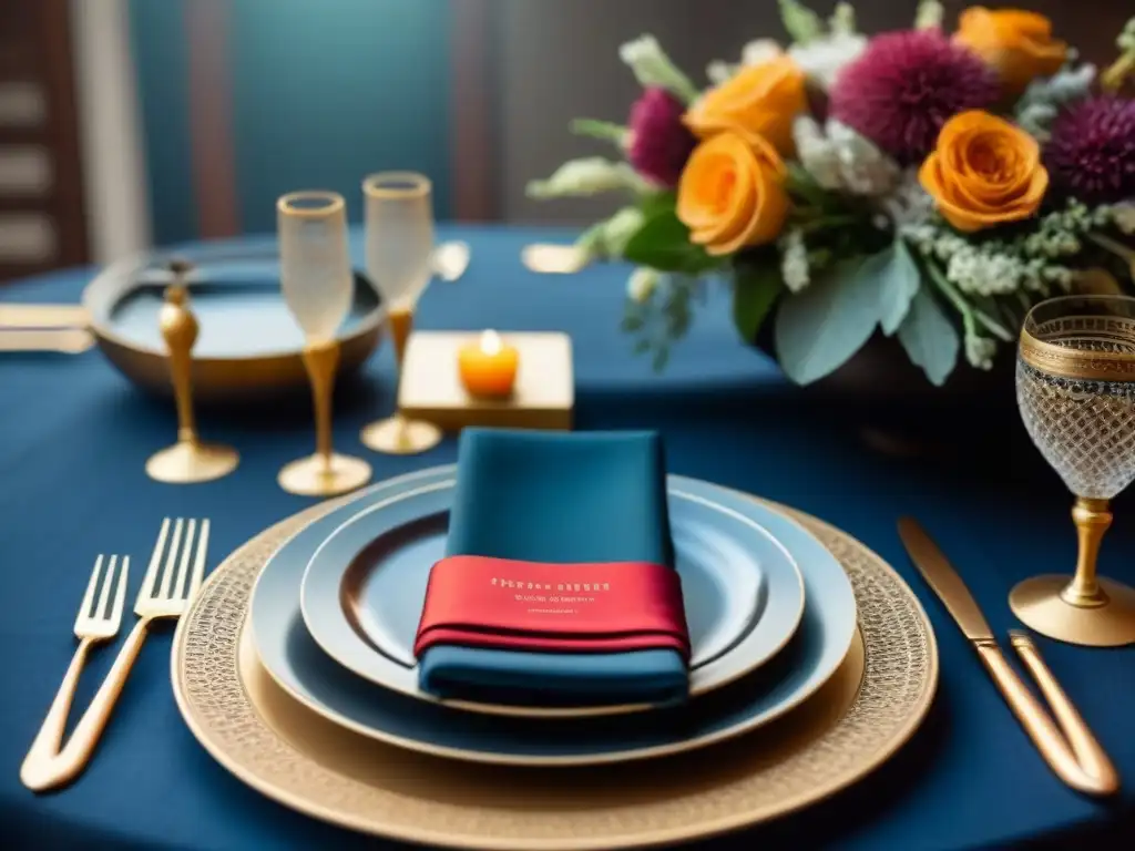 Una mesa de cena bellamente decorada para un evento de cenas temáticas culturales para huéspedes