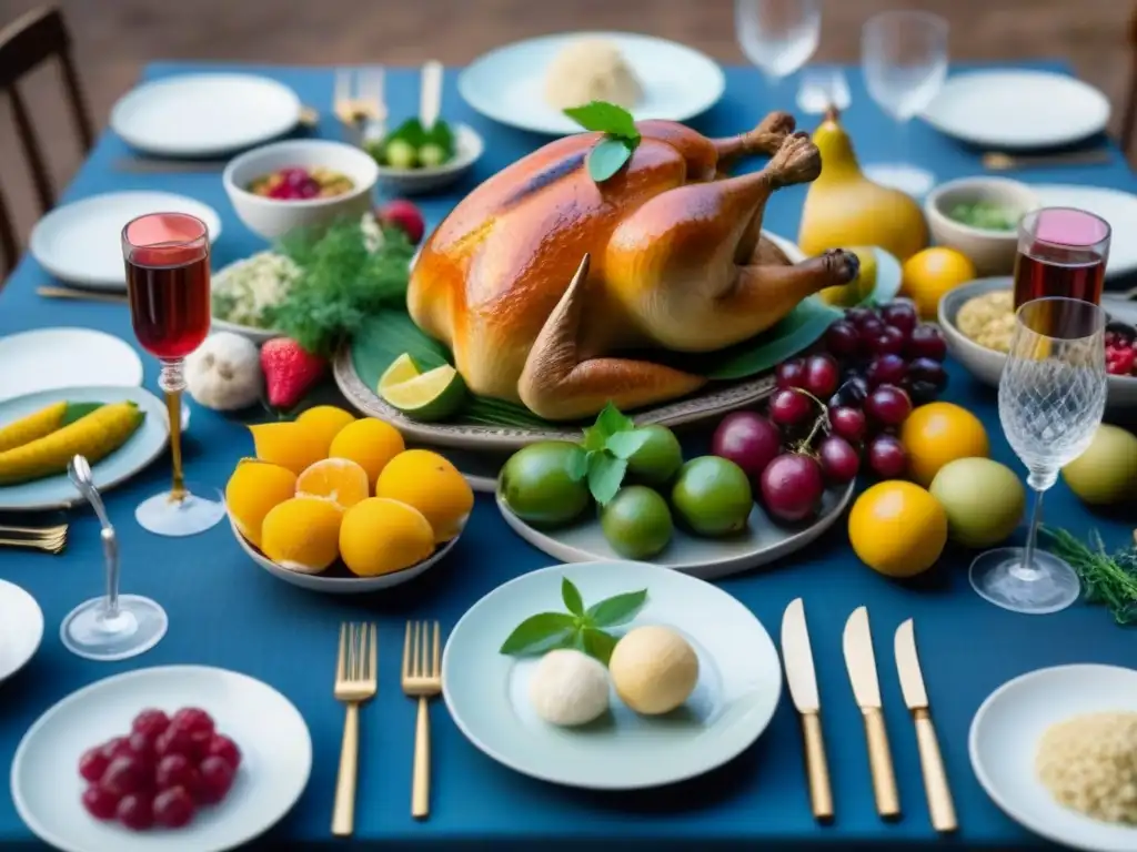 Una mesa exquisitamente decorada con platos tradicionales de varias culturas, reflejando la inmersión cultural en comidas familiares