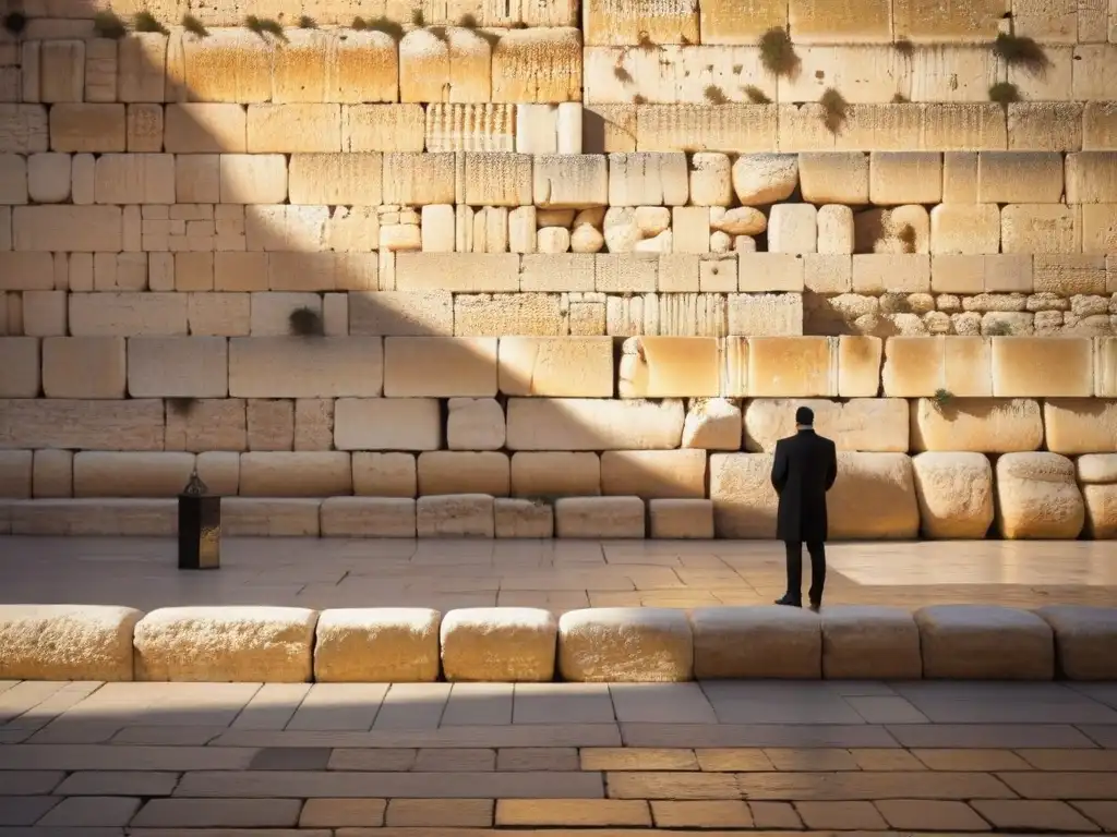 Un momento de reflexión en el Muro de los Lamentos al atardecer, capturando la esencia espiritual de la Experiencia Yom Kipur tradición judía