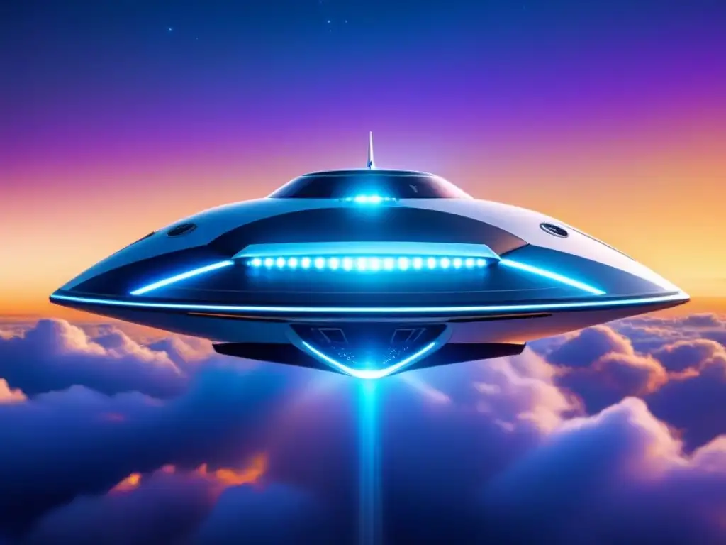 Nave espacial futurista surcando el cosmos Una nave espacial futurista surca el cielo estrellado, con colores vibrantes y patrones geométricos