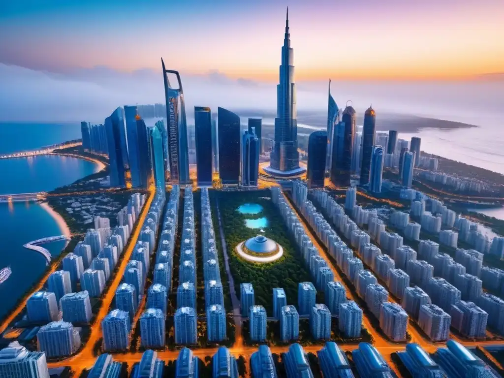 Cityscape futurista: tecnología avanzada en paraísos exóticos Inversión en propiedades en destinos exóticos: Ciudad futurista con tecnología avanzada y exuberante naturaleza