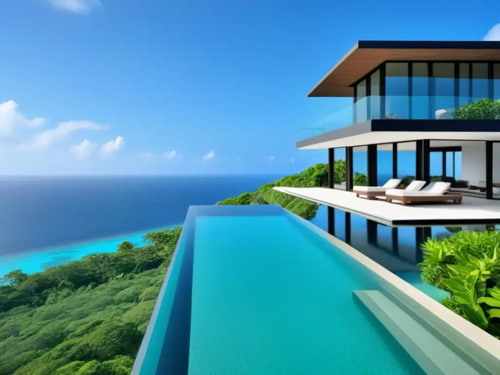 Exclusiva villa de lujo en acantilado con vistas al mar turquesa Inversión en propiedades en destinos exóticos: Villa de lujo con vistas al mar y diseño moderno en medio de la naturaleza tropical