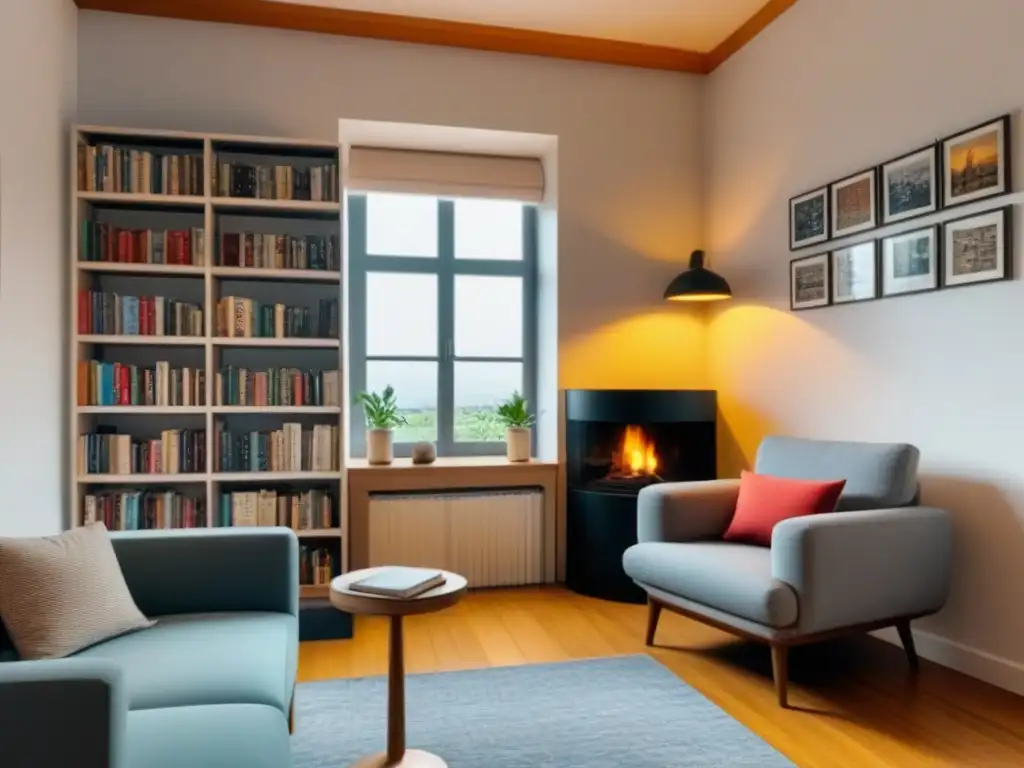 Espacio de aprendizaje de idiomas en casa acogedora Un rincón acogedor para aprender idiomas en un homestay, con libros y tarjetas de vocabulario, en un ambiente tranquilo y inspirador