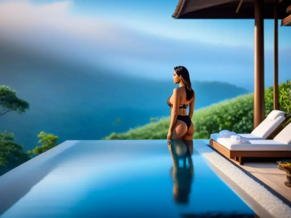 Un santuario de bienestar espiritual de lujo, con elegante arquitectura y relajante entorno natural