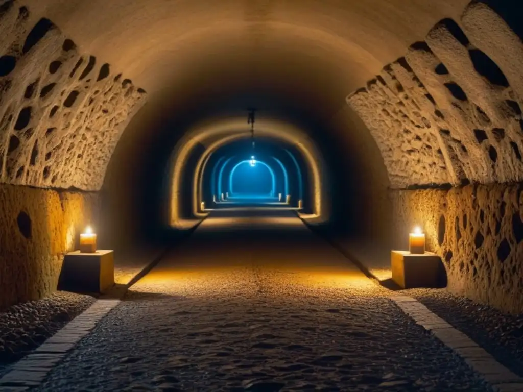 Explora los secretos subterráneos en Italia: un túnel oscuro en las catacumbas con tumbas antiguas y sombras misteriosas