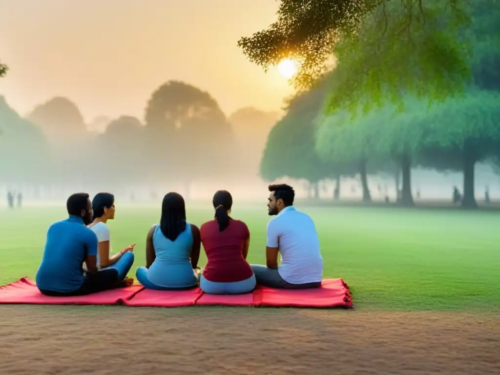 Un tranquilo intercambio lingüístico en un parque, preparación lingüística para inmersión cultural