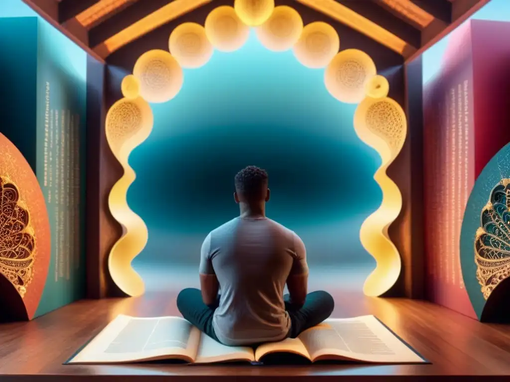 Un viaje de autodescubrimiento cultural a través del cine y la literatura, rodeado de colores y patrones intrincados