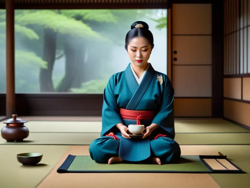 Viajero participando con respeto en ceremonia del té en Japón, destacando la etiqueta cultural
