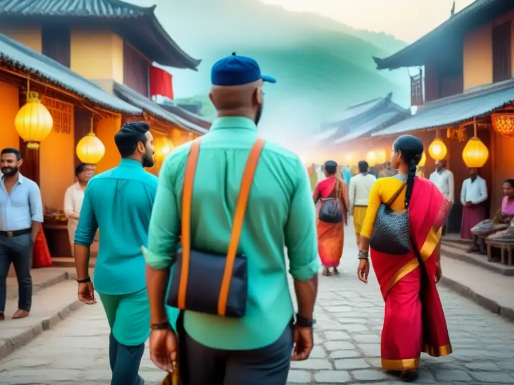 Un vibrante encuentro de viajeros y comunidades locales, fusionando tradición y modernidad