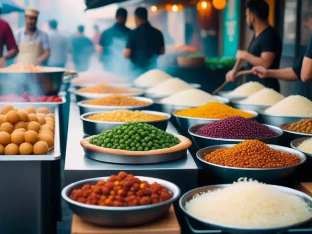Vibrante mercado callejero de comidas exóticas, consejos seguridad alimentaria comidas exóticas