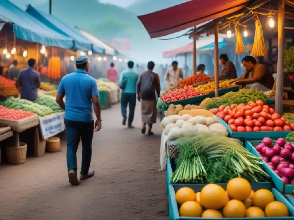 Vibrante mercado local en un destino exótico