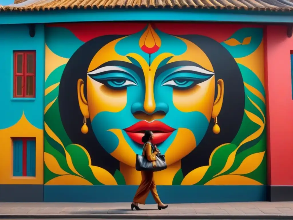 Vibrante mural callejero fusiona cultura local y arte moderno