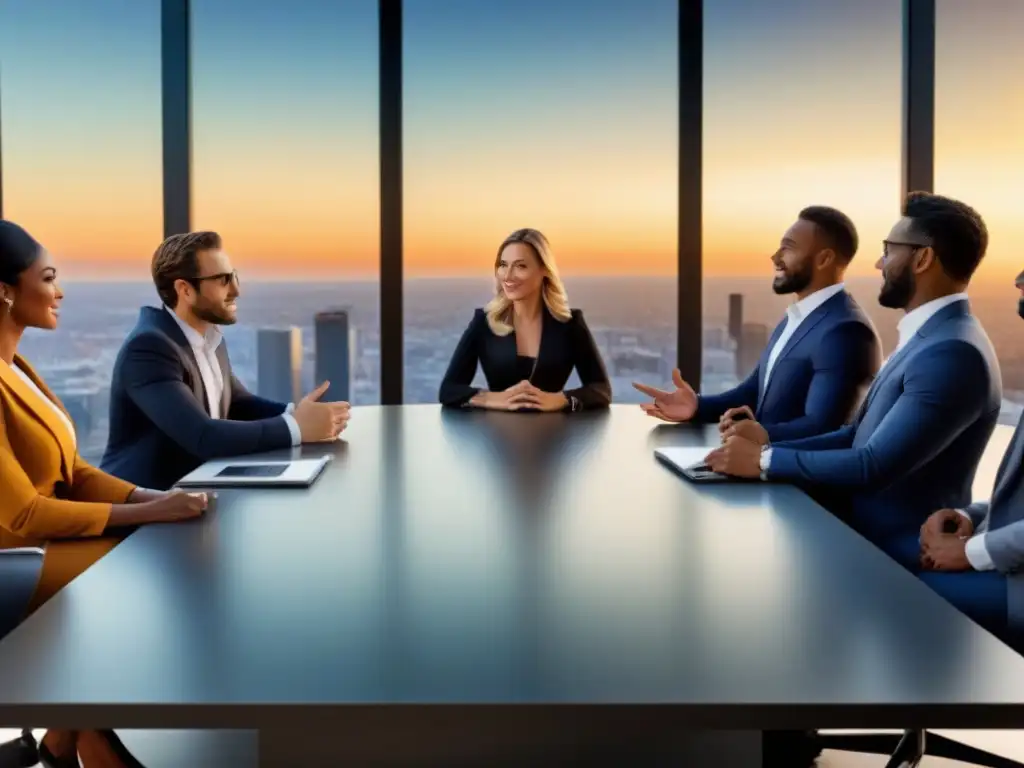 Una vibrante reunión laboral global con profesionales diversos, preparándose para intercambios globales