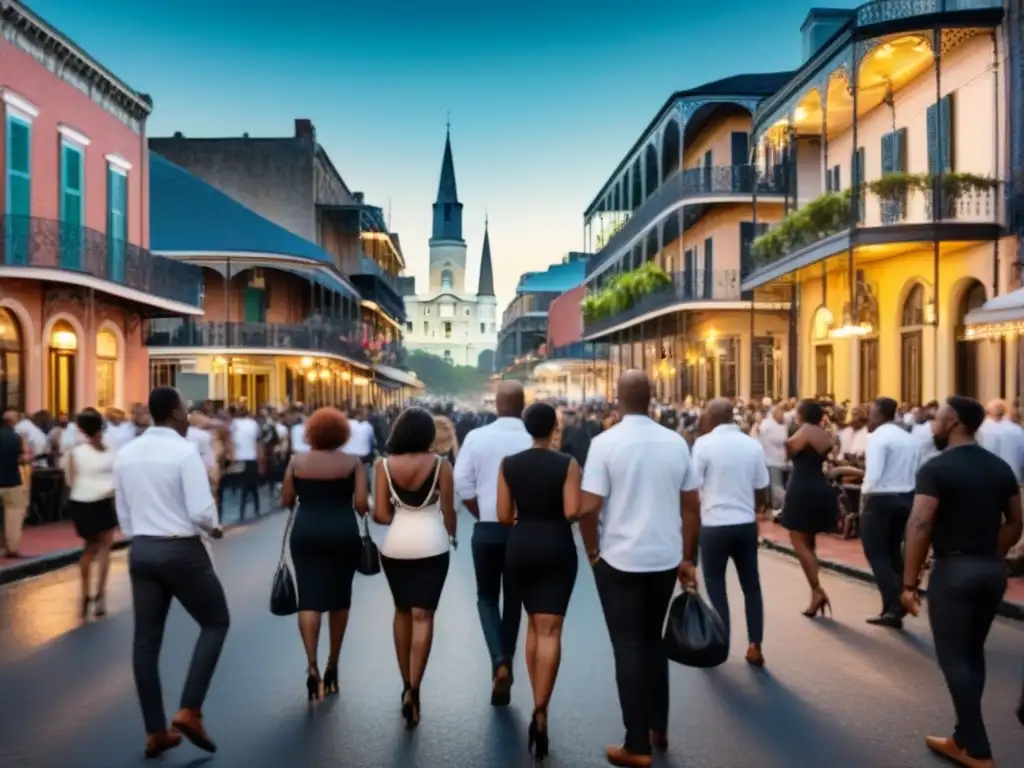 Vibrante viaje musical jazz en Nueva Orleans bajo el cielo estrellado