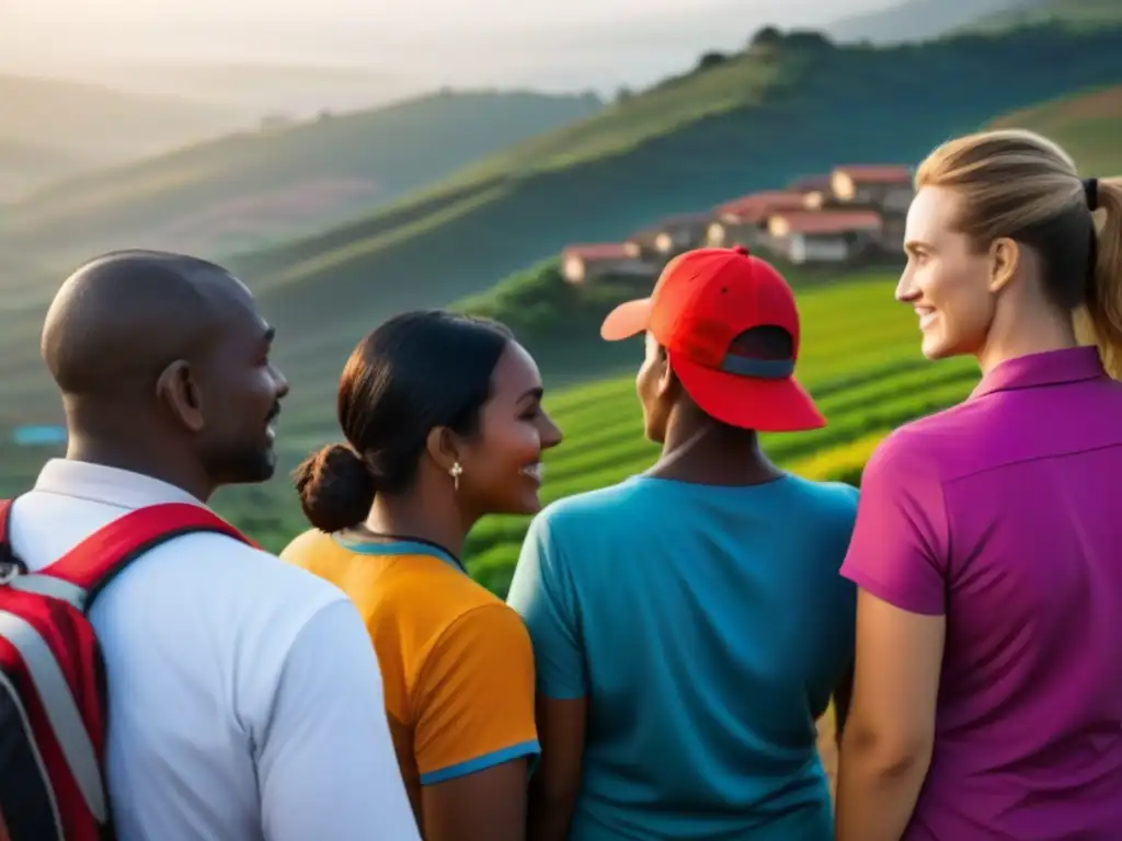 Voluntariado profesional en comunidad rural con impacto internacional y diversidad de tareas, en un entorno hermoso al atardecer