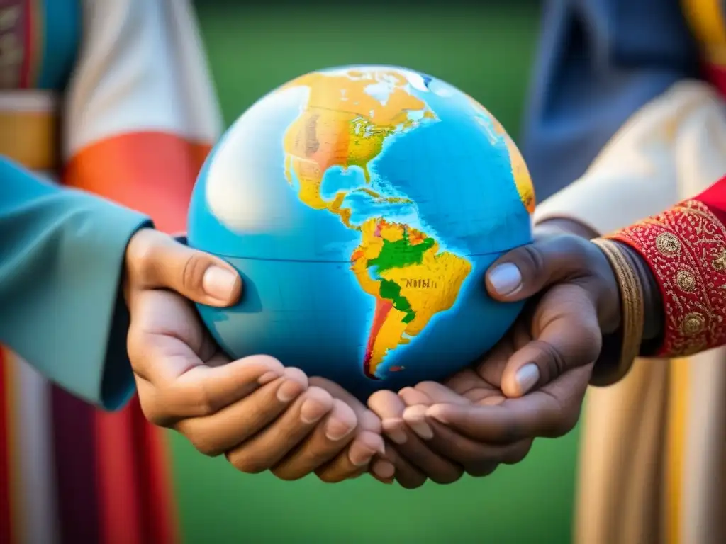 Voluntarios del mundo unidos: diversidad cultural Unión de voluntarios de diferentes culturas alrededor del mundo, representadas en sus trajes tradicionales